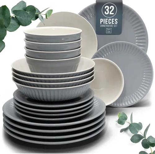 Vista 10 de Juego de vajilla de gres para 4 personas 12 piezas – Juego de platos y cuencos negros mate – Apto para lavavajillas, microondas y resistente a