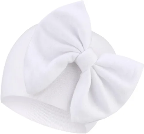Vista 5 de Sombreros y manoplas de arco para recién nacido, gorro de hospital, sombreros de algodón para bebés