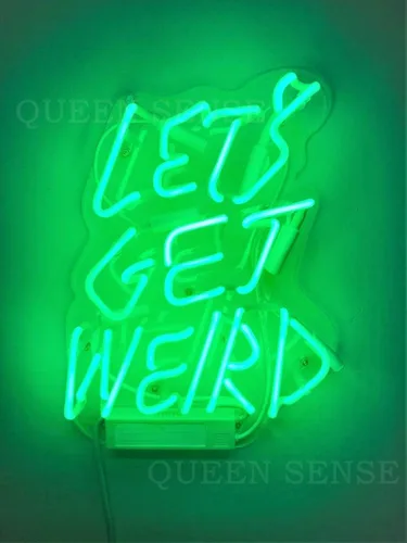 Vista 2 de Queen Sense 14 "Let's Get Weird Neon Sign Light Decorado Panel Acrílico Hecho A Mano Bar Pub Man Lámpara de Cueva UT183