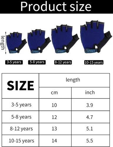 Vista 3 de Boao 3 pares de guantes de medio dedo para niños guantes de deporte antideslizantes de gel para niños Ciclismo de montar en bicicleta azul gris