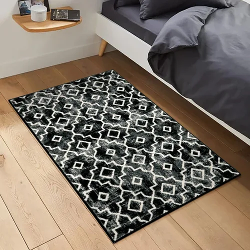 Vista 25 de Moynesa Alfombra marroquí lavable de 2 x 3 pulgadas, pequeña, azul, para cocina, baño, suave, antideslizante, de pelo bajo, moderna, geométrica