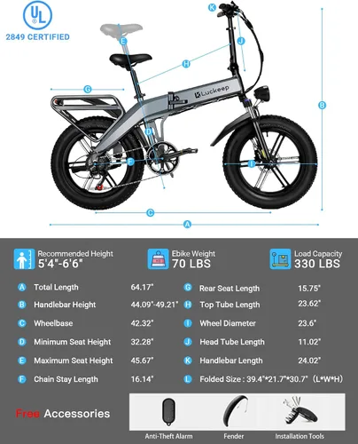 Vista 9 de Bicicleta eléctrica para adultos de 12001400 W de pico, 3028 MPH 60 millas, batería de 720 WH 20 x 4.0 neumáticos gruesos plegables para adultos