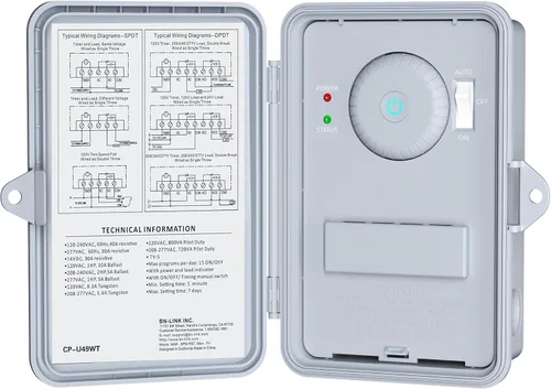 Vista 10 de BN-LINK Temporizador de bomba de piscina, caja de temporizador digital para exteriores, resistente programable de 7 días, 2 HP 40 A máximo, 120