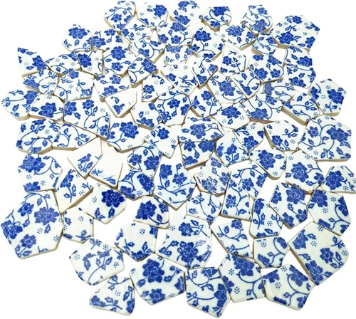 Vista 12 de Azulejos de mosaico de cerámica de porcelana de 1.1 libras, azulejos de mosaico irregulares rotos para suelo de manualidades, cocina, piscina