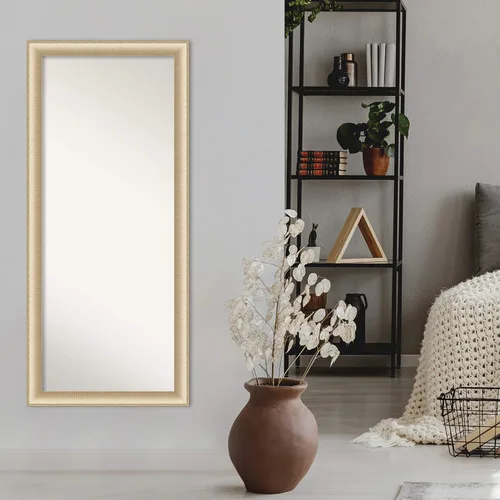 Vista 5 de Amanti Art Espejo de longitud completa no biselado (64.75 x 28.75 pulgadas), elegante marco de miel cepillada, espejo de piso, espejo de pared