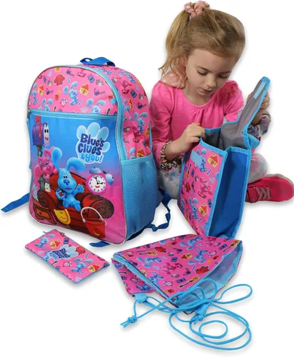 Vista 6 de Nickelodeon Blue's Clues & You Kids - Juego escolar de 5 piezas con mochila de 16 pulgadas, Rosado, Blue's Clues & You Girls - Mochila escolar de 5