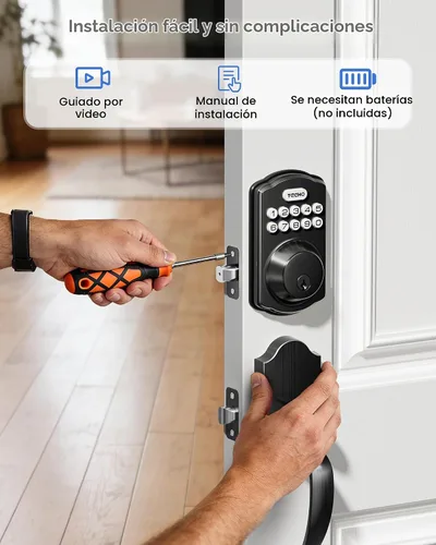 Vista 7 de TEEHO TK001H - Juego de cerraduras de puerta de entrada sin llave para puerta delantera, negro mate ANSI Grade 3 Security, Auto & One-Touch Lock