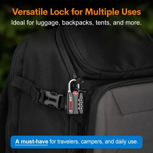 Vista 6 de Forge TSA candados para equipaje con indicador de apertura, marcadores de lectura fácil y cuerpo de aleación, Negro (Single Black)), 636160377883
