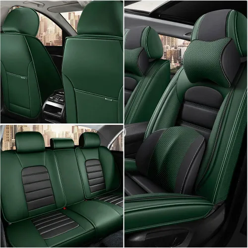 Vista 2 de Fundas de asiento de automóvil de lujo para Volkswagen ID.4 2021-2023, funda de asiento de piel sintética impermeable, suave, transpirable