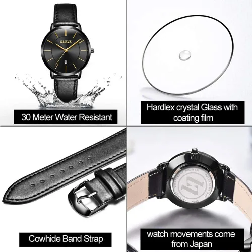 Vista 3 de OLEVS Reloj de pulsera para mujer, reloj de pulsera para mujer, impermeable, delgado, minimalista, casual, simple, de cuarzo, analógico