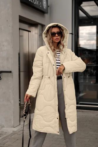 Vista 4 de Saodimallsu Abrigos acolchados acolchados de invierno para mujer, chaquetas largas con capucha ligeras