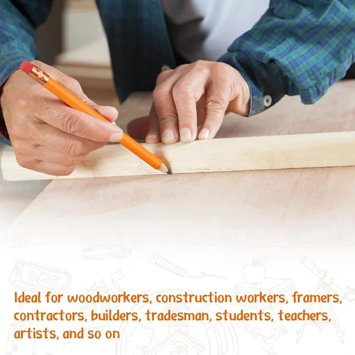 Vista 6 de Fainne 96 lápices jumbo con núcleo negro, lápiz de madera de cedro con borrador para carpinteros, estudiantes, profesores, construcción