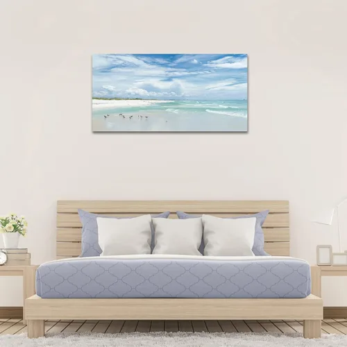 Vista 3 de NINEASO Lienzo decorativo para pared, diseño de mar y playa, cuadros de naturaleza y océano, decoración de pared, pájaros marinos, paisajes