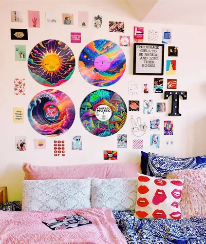 Vista 5 de HK Studio Decoración hippie, carteles para estética de habitación, ciencia ficción, decoración de discos, decoraciones de fiesta temática musical, 4