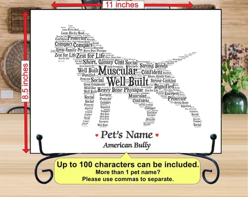 Vista 2 de PetArt.us American Bully – Impresión artística personalizada – Nombre de mascota personalizado, regalo para los amantes de los perros o recuerdo