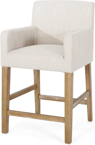 Vista 7 de Harper & Bright Designs Taburetes de bar beige, taburetes de bar de 26 pulgadas de altura de mostrador con respaldo para isla de cocina, sillas