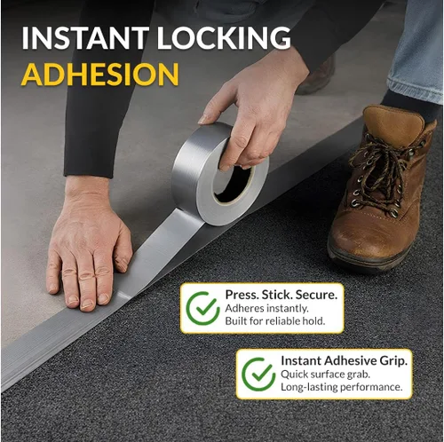 Vista 5 de Brixwell Cinta adhesiva resistente de 1.88 pulgadas x 60 yardas, color gris, rollo adhesivo impermeable con respaldo de malla de algodón reforzado