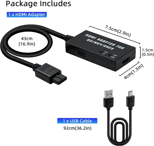 Vista 8 de Mcbazel Adaptador HDMI para GamecubeN64SNES, convertidor HDMI compatible con conversión 43169 y resolución de conmutación 480p720p para GamecubeSNES