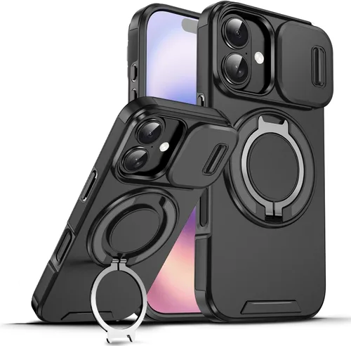 Vista 102 de Dteck Funda para iPhone 16 de 6.1 pulgadas 2024, funda de piel sintética con cierre de botón magnético, ranuras para tarjetas de crédito, función