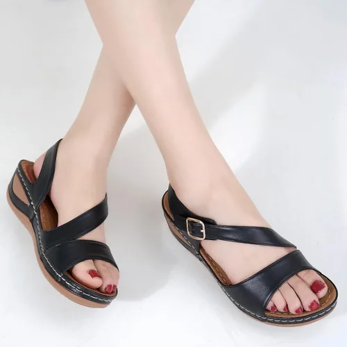 Vista 2 de Alicegana Wedge Sandals for Women Comfortable Dressy Summer Gladiator Sandals Wedge Beach Casual Shoes Adjustable Hook Loop