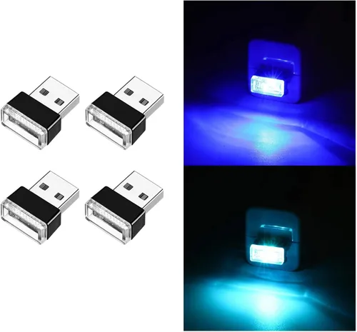 Vista 12 de Ziciner 6 PCS Lámpara de Ambiente Interior de Coche LED USB, Mini Luz Nocturna LED Portátil, Kit de Iluminación Ambiental de Maletero con Interfaz