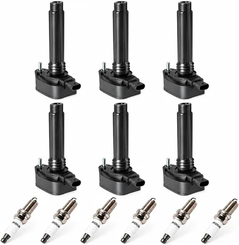Vista 11 de Paquete de 6 bobinas de encendido UF242 y bujía de iridio IZFR5K11 compatible con Honda Accord Odyssey 3.0L 3.5L V6, Acura CL TL 3.2L V6 Reemplazar