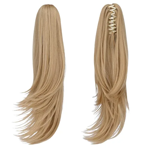 Vista 22 de extensión de cola de caballo, extensión de pelo con pinza de 12" cola de caballo rizada corta Extensión de pelo sintético de aspecto natural
