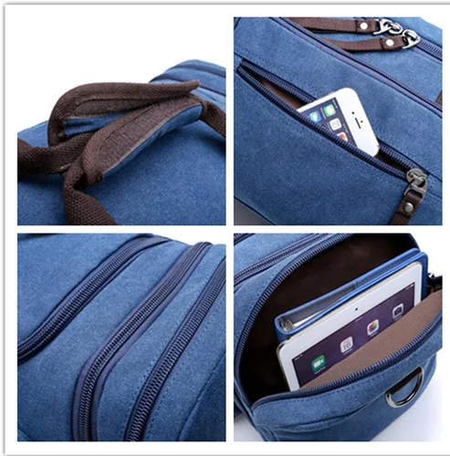 Vista 7 de Sechunk Bolso de lona de cuero grande para exteriores, Azul, Simple