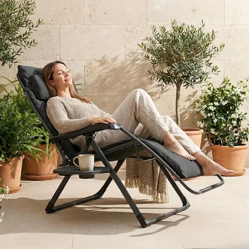 Vista 12 de EVER ADVANCED Silla de aluminio gravedad cero, 2.4" acolchado, capacidad de Negro