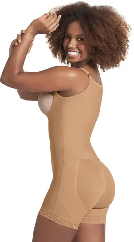 Vista 2 de Body corto con gancho frontal y control de abdomen para mujer con levantamiento de glúteos