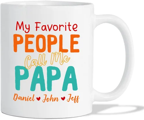 Vista 9 de Taza con texto en inglés "Best Papa Ever", tazas personalizadas para papá, tazas con foto personalizadas, regalos de hijo, hija, niños, taza