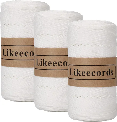 Vista 32 de Likeecords Cordón de macramé trenzado de poliéster de 0.157 in, 140 yardas, 426 pies, hilo elástico para bolsa de ganchillo para manualidades