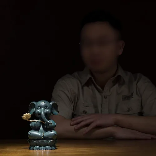 Vista 6 de Estatua de decoración de mesa, estatua de elefante de color de latón Feng Shui, estatua de la suerte, figura de la suerte, regalo de estatua