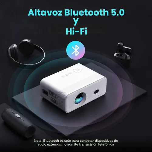 Vista 5 de Mini proyector de enfoque eléctrico con WiFi 5G y Bluetooth, compatible con proyector de video inteligente FHD 1080P, proyector de película portátil