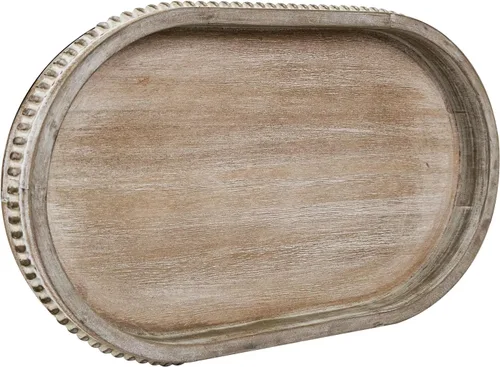 Vista 23 de MAONAME Bandeja de Madera para Servir, Bandeja de Madera Estilo Granja con Cuentas, Bandeja Octogonal para Servir Blanca Lavada, Bandeja de Mesa