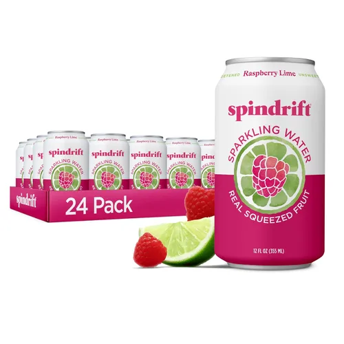Vista 10 de Spindrift Agua con gas, sabor a bayas Belli, hecha con fruta exprimida real, latas de 12 onzas líquidas, paquete de 24 (solo 13 calorías por lata)