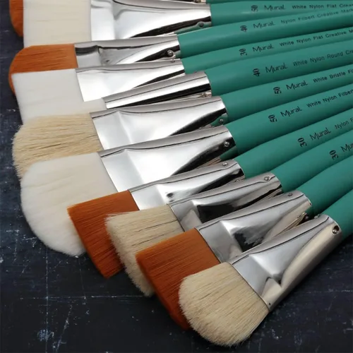 Vista 7 de Creative Mark Art Supplies - Pincel de pintura de filamento sintético para murales grandes, color blanco - Filbert #30 - Suministros para artistas