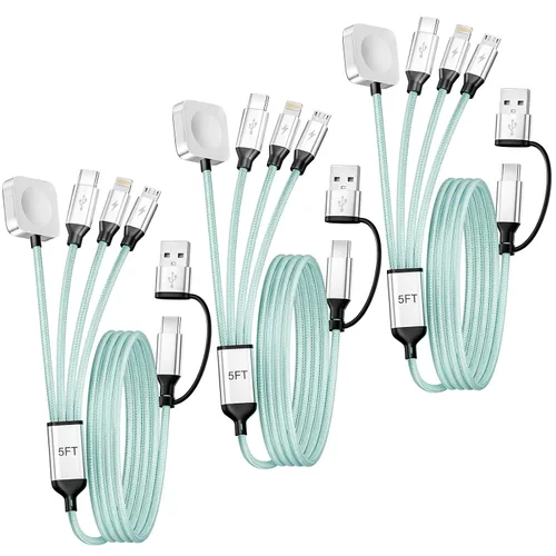 Vista 10 de Cable de carga múltiple USB C 4in2 3 X para cargador de iWatch, 5 B1-cuadrado