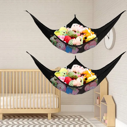 Vista 6 de Hamaca de red de juguetes jumbo para animales de peluche, esquina de pared de KOHUIJOO extra grande para niños y niños