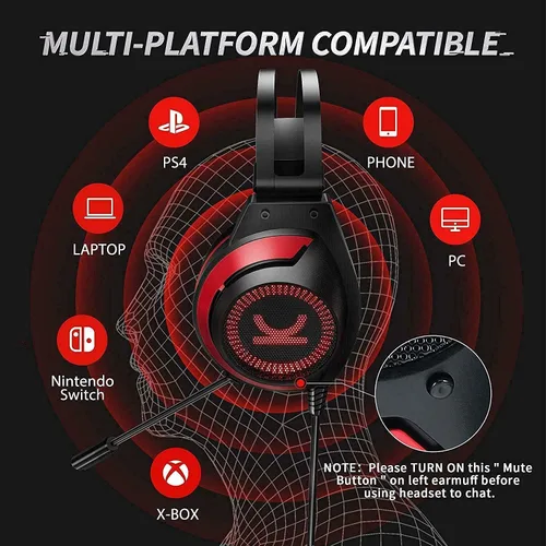 Vista 3 de EZwinpow - Auriculares estéreo de videojuegos con sonido envolvente 71 con micrófono de cancelación de ruido y almohadillas de espuma viscoelástica