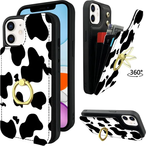 Vista 11 de Funda compatible con iPhone 11 con tarjetero y soporte para tarjetas, soporte de anillo de dedo de rotación de 360º, función atril, protección RFID