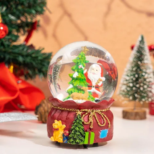 Vista 5 de DUSVALLY Bola de Nieve de Navidad, Bola de Cristal Musical con Purpurina Ideal para Amigos y Familia, Globo de Agua de Vidrio de 100 mm Enrollable