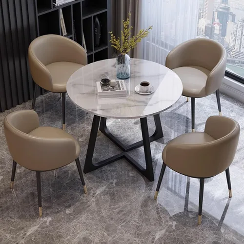 Vista 11 de YVYKFZD Juego de mesa de comedor de cocina de 5 piezas, combinación de mesa y silla de recepción, mesa de conferencias redonda simple, mesa