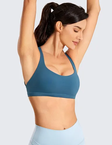 Vista 3 de CRZ YOGA - Sujetadores deportivos con tirantes delgados para mujer, brasier de yoga con relleno, sin varillas, espalda cruzada sexy, lindo
