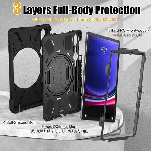 Vista 7 de BRAECNstock Funda para Samsung Galaxy Tab S10 Lite/ S10 FE/ S9 FE/ S9/ S8/ S7 5G Funda de 10.9"/11", Funda Protectora a Prueba de Golpes con Soporte