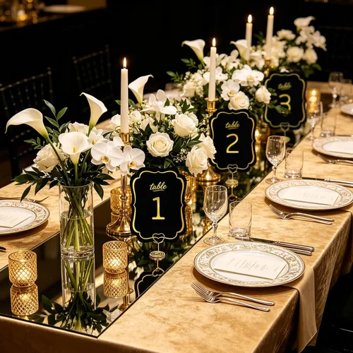 Vista 4 de Tarjetas de números de mesa del 1 al 30 números de mesa de boda azules con soporte, soportes de números de mesa, letreros de mesa de boda a granel