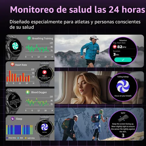 Vista 6 de GPS Smart Watch for Men with Compass 1.46'' Tactical Smartwatch