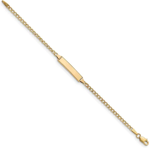 Vista 3 de Pulsera de identificación cubana pulida semisólida de 14 quilates, Oro amarillo de 14 k, no disponible