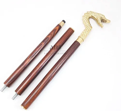 Vista 5 de Bastón de cabeza de dragón chapado en oro hecho a mano, regalo ideal para hombres, mujeres, padre/madre, 39 pulgadas, A HALLOWEEN STORE