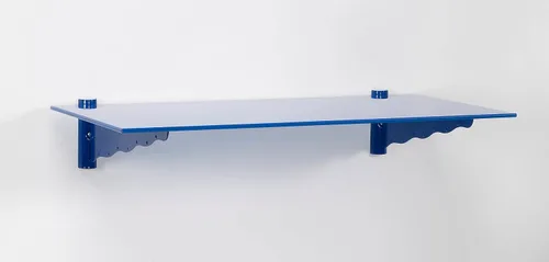 Vista 3 de LTL Home Products Kit de estante de pared de vidrio azul rompecabezas, 11 x 24 pulgadas, con soporte azul puente